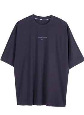 商场款夏季男士时尚联名款字母刺绣印花宽松圆领纯棉T恤 22780/T9