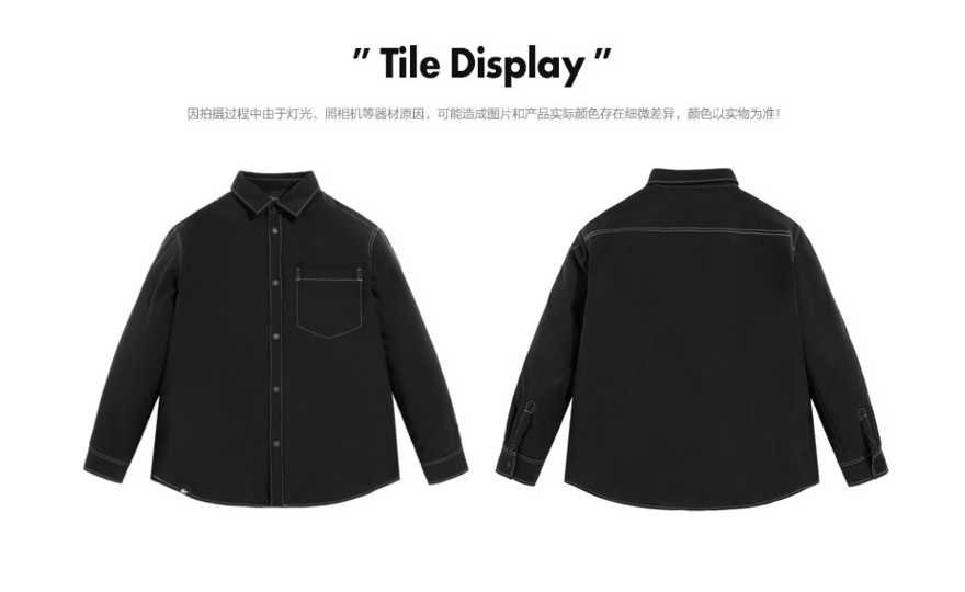 日系棉服潮流黑色明线工装棉衣