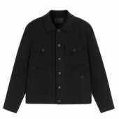 鸟 秋冬男士 绵羊毛夹克百搭短款 双面呢羊毛翻领外套黑B4210 H18