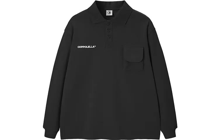 复古口袋宽松基础长袖POLO衫