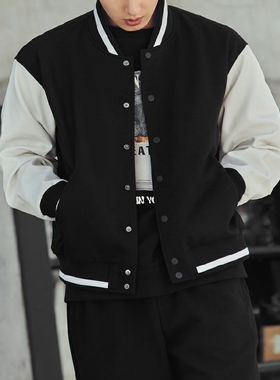 G家商场款春季男士夹克时尚撞色拼接羊毛棒球服外套潮1002H//F14