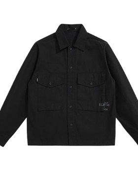 (鸟)2025男士工装衬衣时尚宽松字母印花休闲衬衫外套P3120/A20