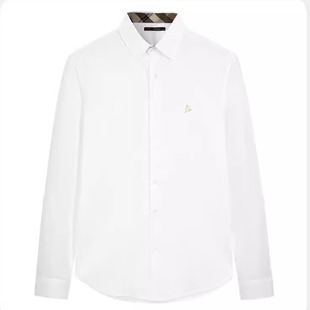 (鸟)男士莱赛尔天丝绒长袖衬衫刺绣商务修身休闲翻领衬衣3317/A15