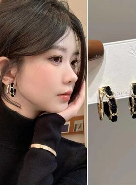 塑料针法式复古丝绒耳环女小众设计感轻奢高级感新款潮轻奢耳饰女
