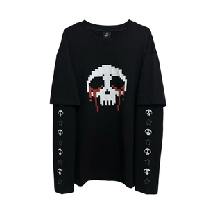 断片小说 T恤宽松上衣女 原创亚文化水色系假两件长袖