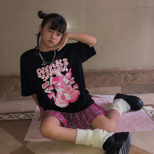 短袖原宿风土酷辣妹纯棉女原创