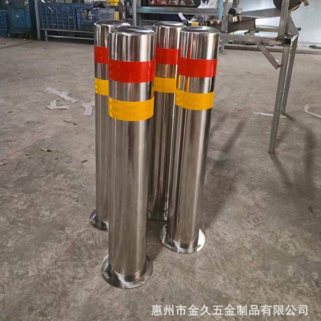 园区道路不锈钢防撞柱校园门口人车隔离桩住宅小区反光警示柱定制