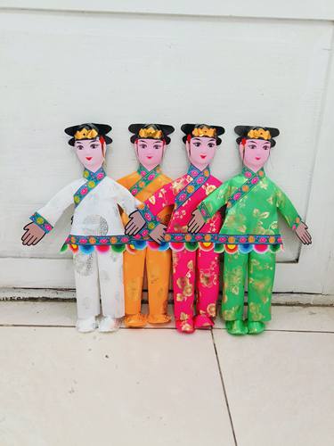 金童玉女成品童子童女高档绸缎布衣棉花填充男女娃娃多种颜色可订