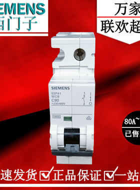 西门子黑色系列单极断路器1P80A100A125A空气开关 5SP4180-7 C型