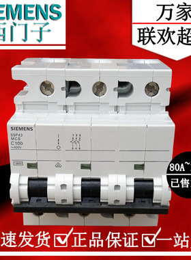 西门子黑色系列三相断路器3P80A100A125A空气开关 5SP4391-7 C型