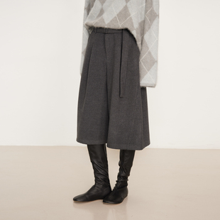 NANCYLILI25冬季新品气球七分裤仿毛呢加厚简约显瘦宽松阔腿裤女