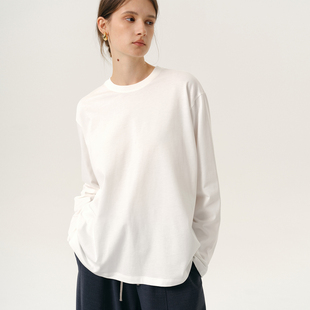 NANCYLILI 25新款长袖T恤女宽松圆领打底衫秋季显瘦简约上衣