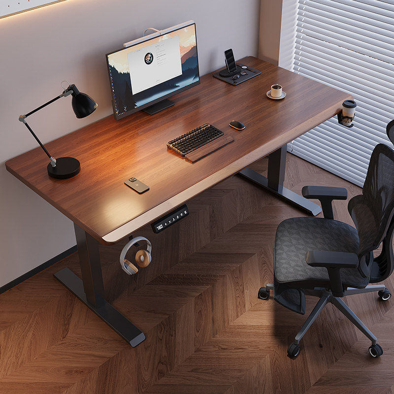 电动升降桌电脑桌椅套装家用办公书桌电竞桌工作台可升降桌腿桌子