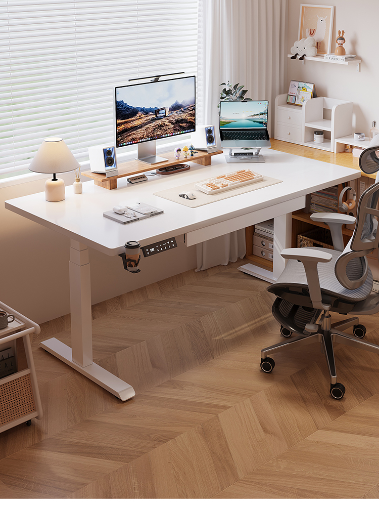 智能电动升降桌实木电脑桌家用办公桌书桌可升降桌学习桌子工作台