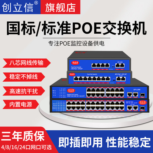 创立信poe供电监控摄像头交换机