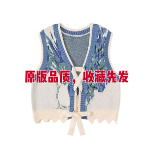毛衣背心马甲 设计感V领短款 复古慵懒风艺术生马甲2025秋季 新款