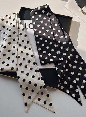 2025新款气质波点丝巾腰带女系脖高级感百搭装饰领巾发带飘带丝带