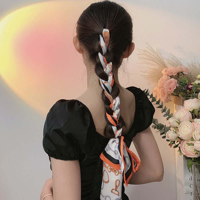 扎头发丝巾发带编发丝带夏季女生飘带长款绑包包腰带法式头巾春秋