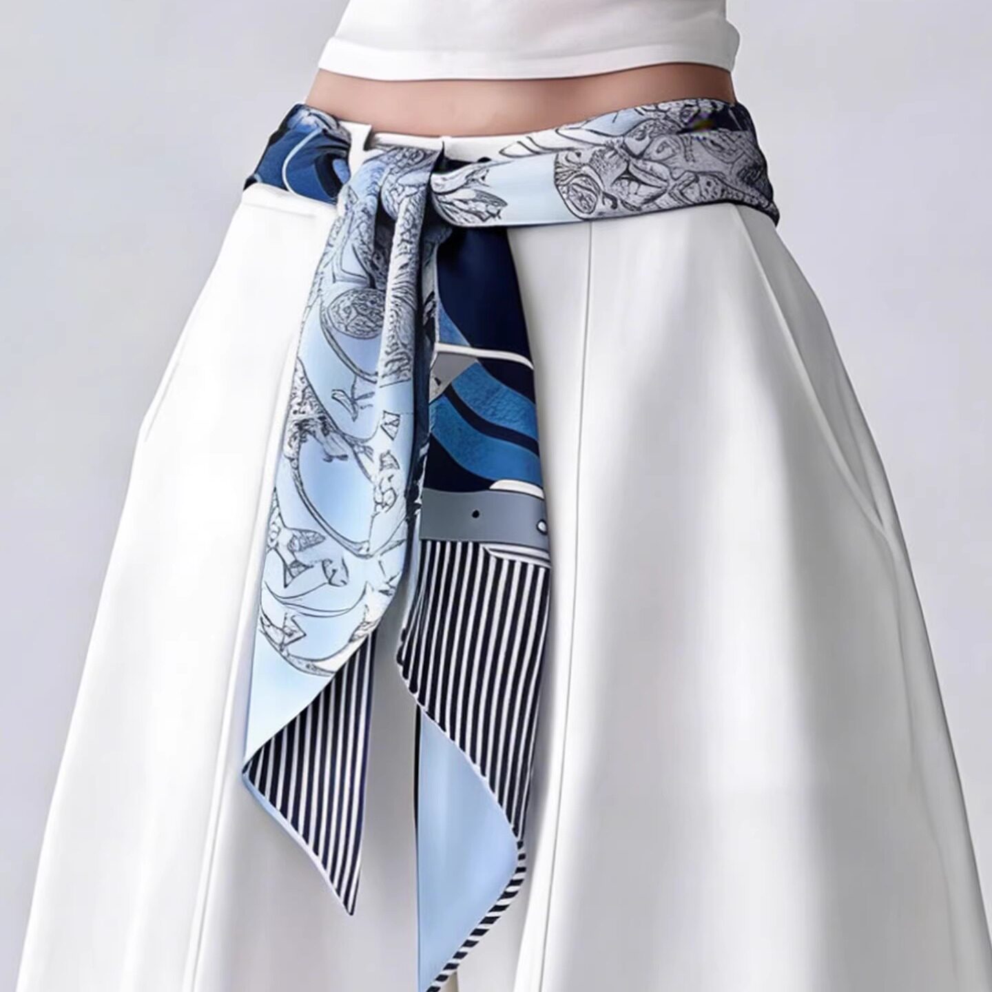 2026春季新款长条丝巾腰带女装饰系脖高级感配牛仔裤裙子腰间配饰