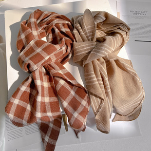 格子围巾女款2025新款冬季女生围脖护颈韩系氛围感薄款轻奢高级感