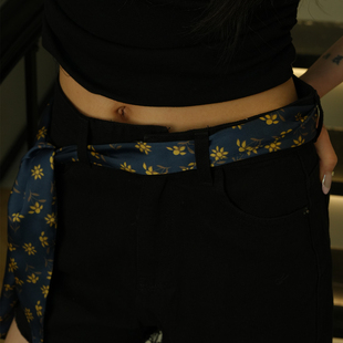 腰带丝巾丨黄色小花长条巾腰带搭配裙子牛仔裤女夏季新款腰间配饰