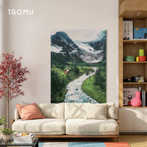 TaoMu 与山为邻 治愈风景客厅沙发背景墙diy挂毯挂画氛围感装饰画