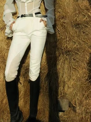 LISA YU热销欧美休闲极简纯棉九分裤修身窄脚高腰显瘦弹力马裤