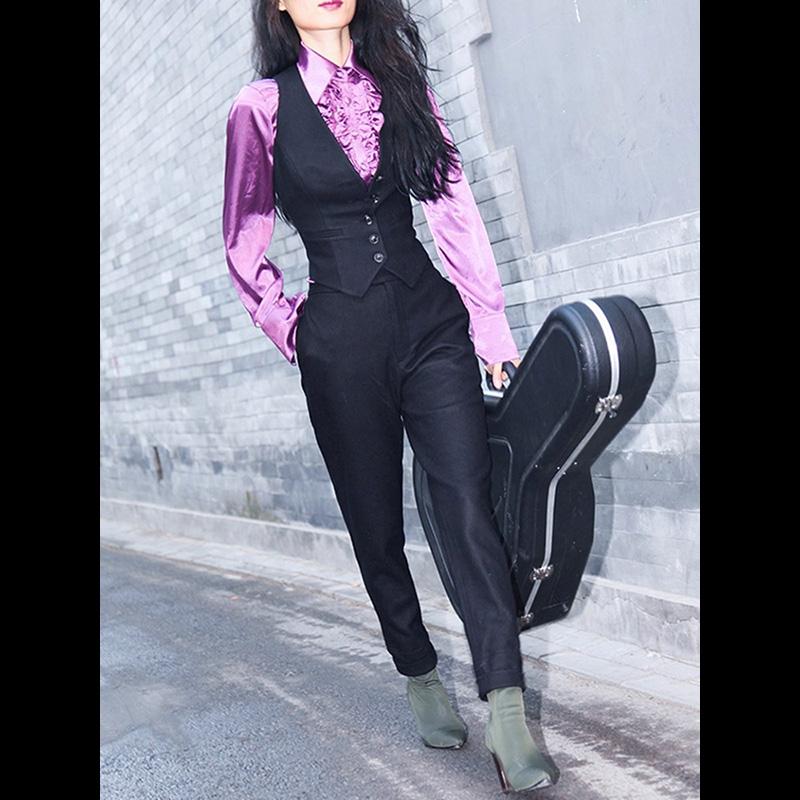 新款毛呢西装马甲复古