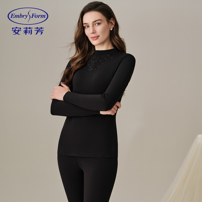 【宋轶同款】安莉芳女士舒适打底加厚暖衣蕾丝小高领上衣ED00495