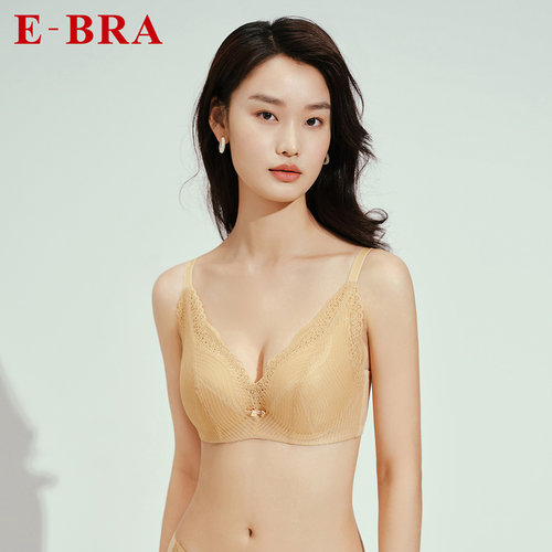 安莉芳旗下E-BRA蕾丝薄款夹碗围文胸女大胸显小性感内衣KB00237