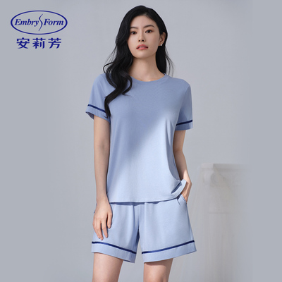 安莉芳专柜新品棉莫混纺带杯睡衣女士可外穿家居服套装EL00906