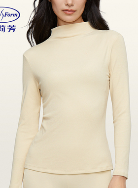 安莉芳专柜新品高领长袖罗纹针织衫女士舒适打底秋衣上衣ED00343