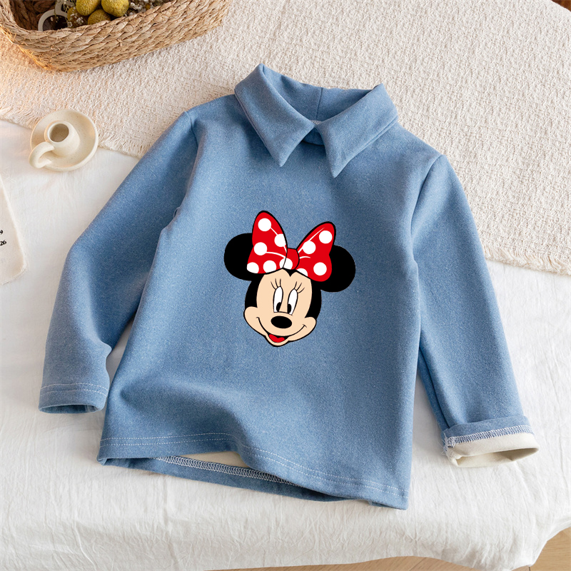 男童女童春秋冬季2025新款德绒保暖打底衫儿童卡通休闲T恤长袖潮