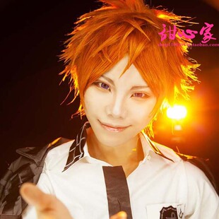 甜心家 现货A3!满开剧团 皇天马 橘色 包邮 短发反翘cos假发