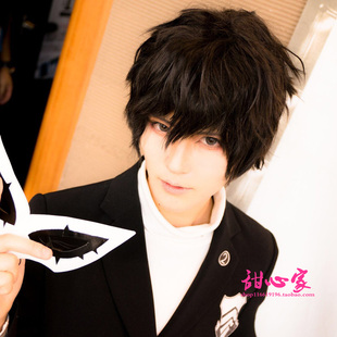 {甜心家}女神异闻录5 Persona5 来栖晓 主人公 雨宫莲cosplay假发