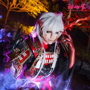 甜心家阴阳师 茨木童子 加厚造型 银白色造型款cosplay假发