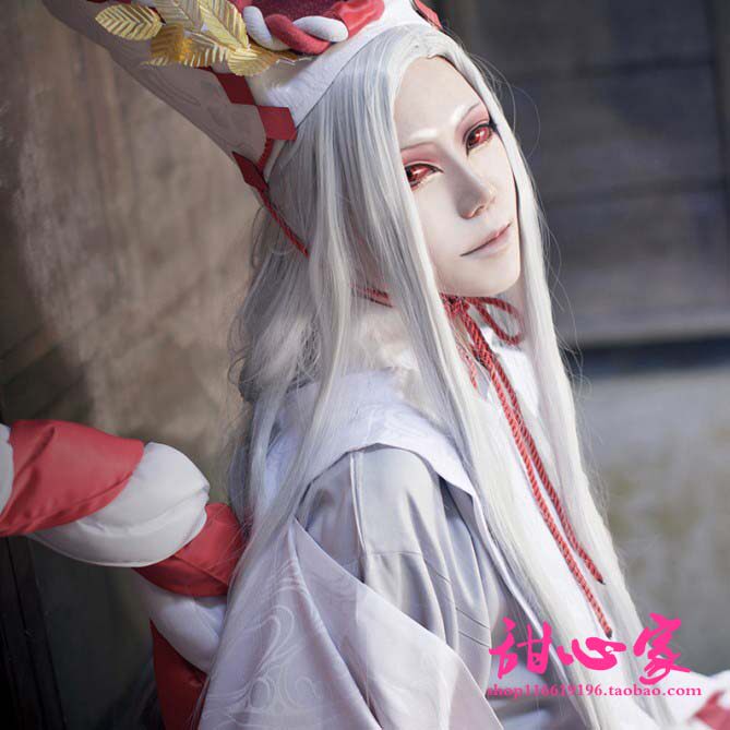 甜心家《阴阳师》鬼使白100cm白色 散发 造型cos假发现货