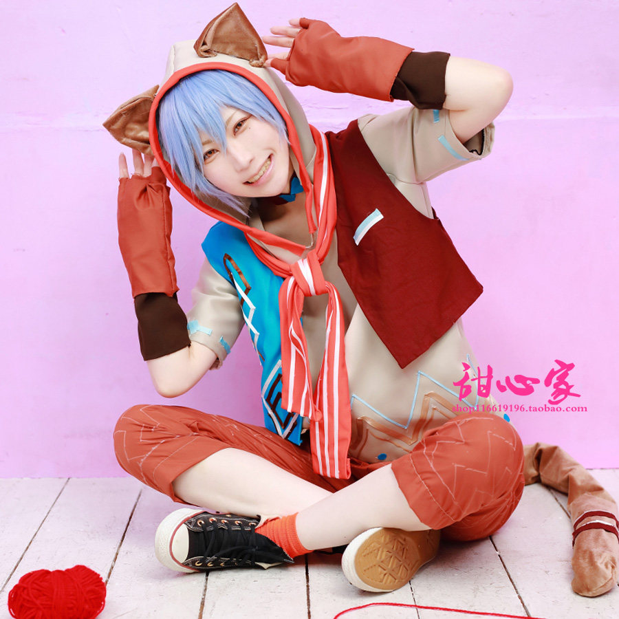 cos人物斑鸠三角浅蓝色反翘现货包邮cosplay假发动漫