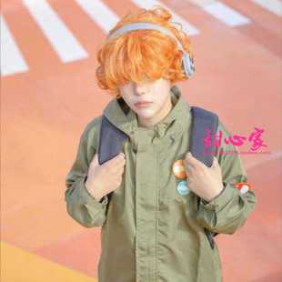 甜心家吊带袜天使 Brief 布利夫 橘黄色造型短卷发 cosplay假发