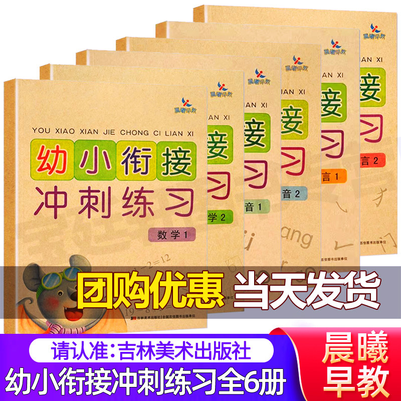 晨曦早教幼小衔接冲刺练习 拼音1/2 数学1/2 语言1/2 345678岁幼儿童启蒙幼儿园学前班大班测试卷过关冲刺 小学入学准备教材复习