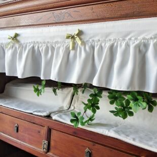 饰短帘白色纱帘遮丑柜帘床边花边窗幔粘贴款 25cm高荷叶边装