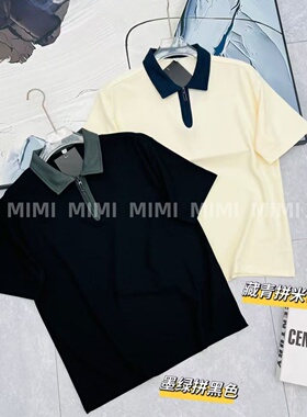 MML/小石头半开拉链polo领拼色短袖T恤夏季排汗透气小凯男女新款