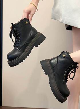 【恩佳专享】马丁靴冬季厚底纯色女靴26180