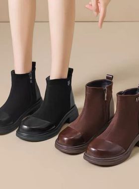 【争霸赛】马丁靴冬季加绒皮革拼接切尔西靴26355