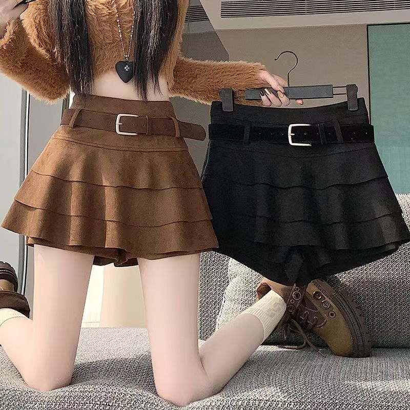 小个子显瘦短裙麂皮绒半身裙秋冬