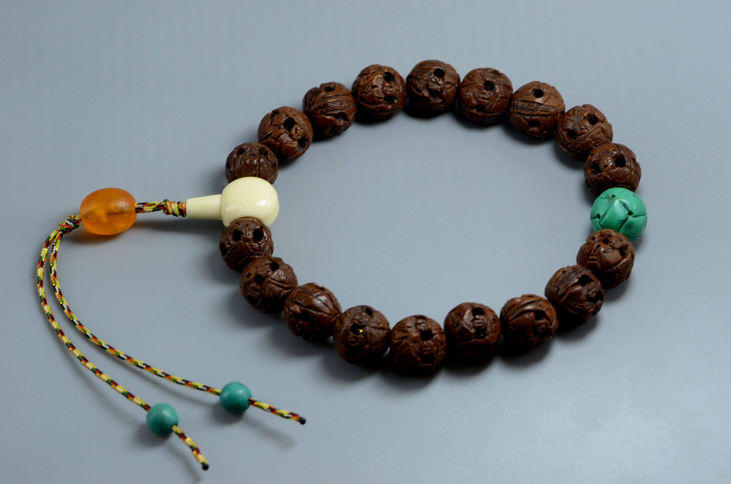 清代老核雕路路通十八子念珠佛珠手持手串古物今饰搭配老珠子手链