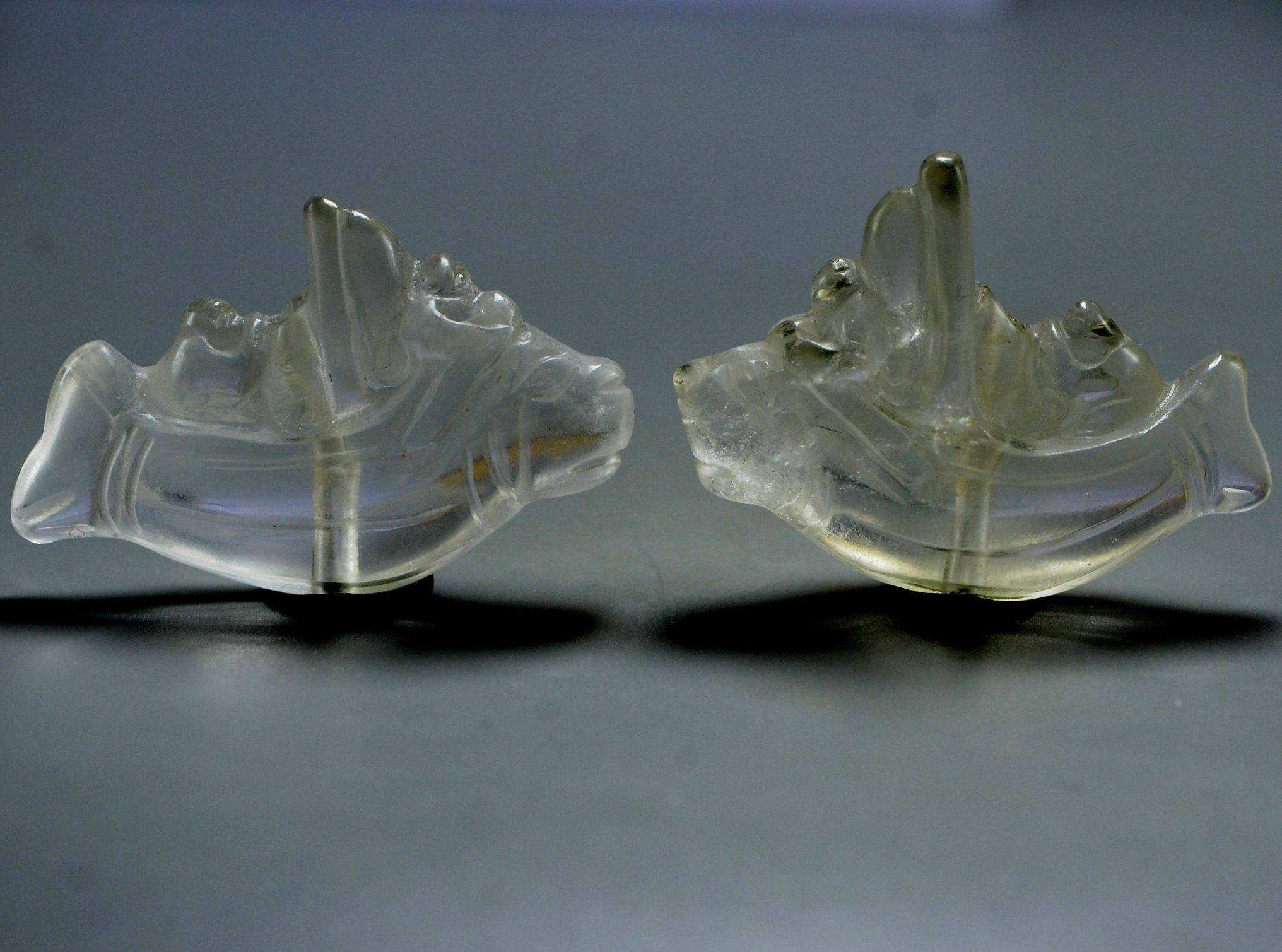 老水晶吊坠宋辽鱼船形人物行舟耳坠真品中古老玉古董挂坠包老捡漏
