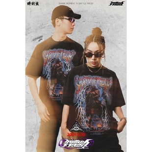 Fresh Shark Battle Vintage死灵骑士做旧T恤 Moment