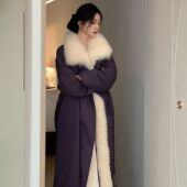 冬季 2025过膝派克服女长款 加绒加厚内胆收腰狐狸毛领大衣保暖长款