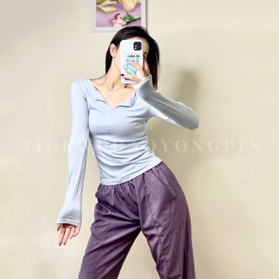 一格舞者舞蹈服高弹显瘦上衣女